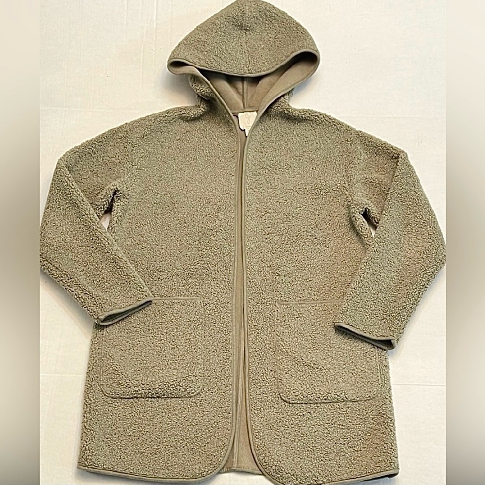 JOIE TEDDY SHERPA HOODED JACKET SWEATER FRONT POCKETS SIZE SMALL